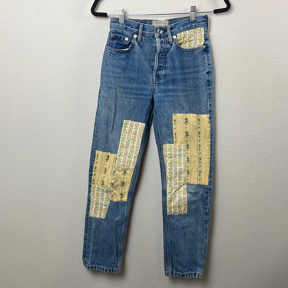 Everlane cottagecore patch cheeky jeans 23 crop